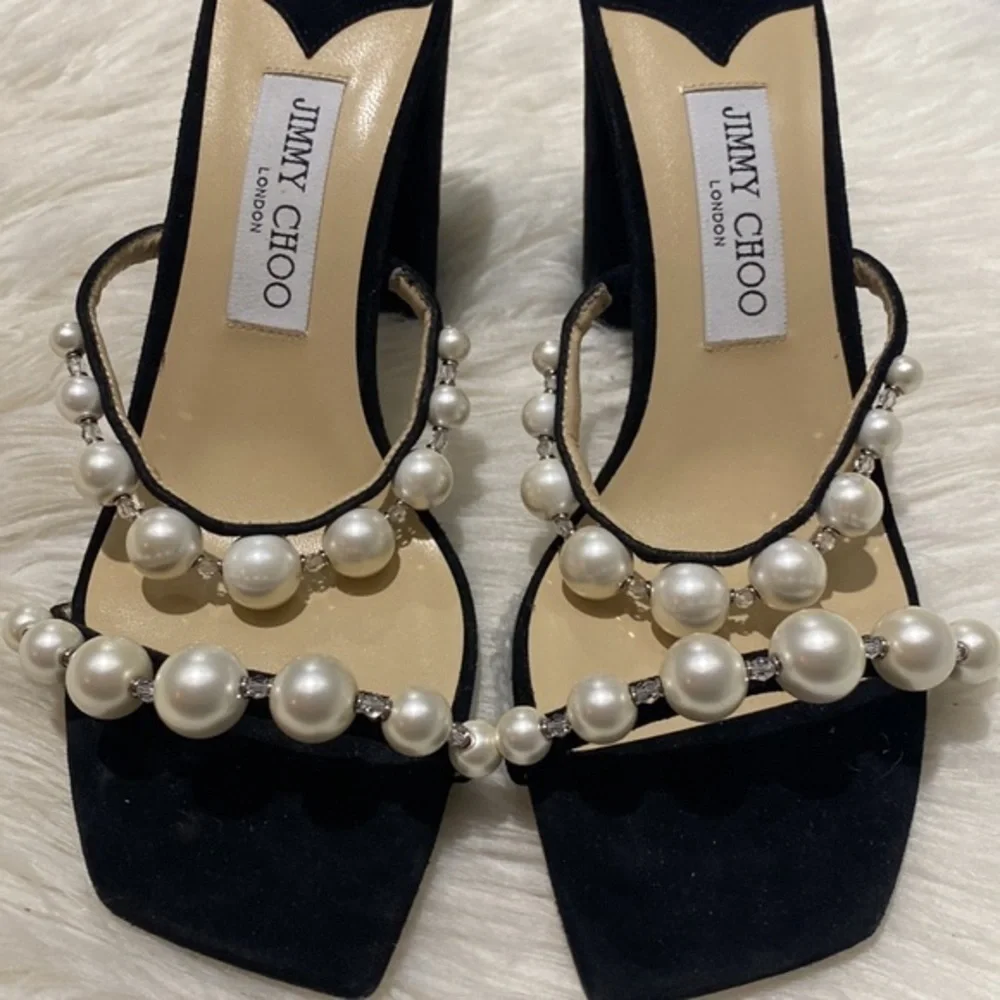 New Jimmy Choo Amara Embellished slide sandal‎ size 38.5EU
